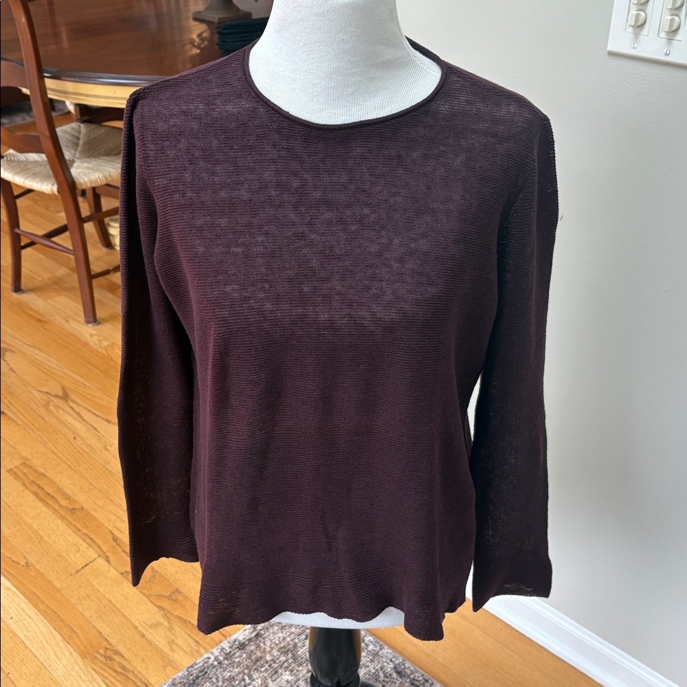Eileen Fisher | Dark Brown linen Sweater, Sz S